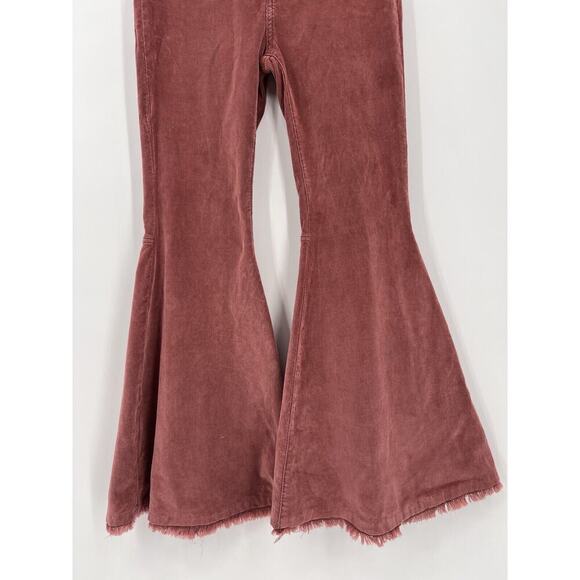Free People We the Free Just Float on Flare Corduroy Mauve Pink High Rise Sz 27 - Picture 4 of 13
